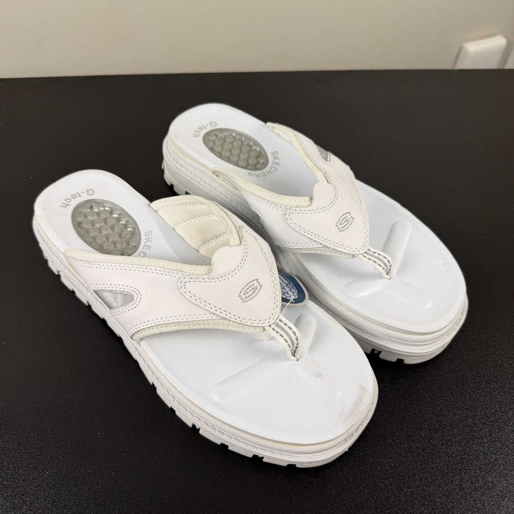 Skechers G-Tech Thong Sandals Women's 10 White Comfort Platform Flip Flops Y2K - Picture 3 of 16